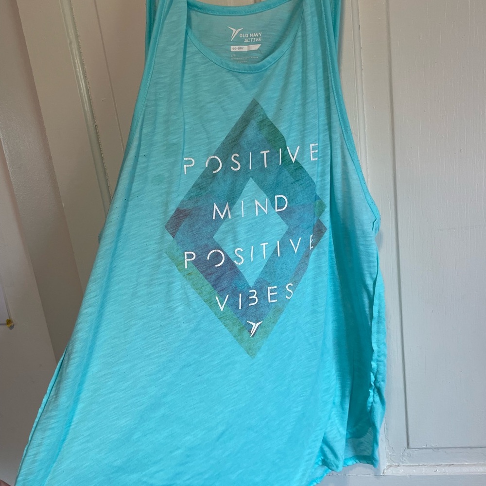 Old Navy Blue Tank Top - Positive Mind Positive Vibes